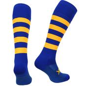 Atak Full Leg Hooped Socks - Adult - Royal Blue/Gold image
