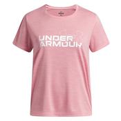 Under Armour Tech Twist Woodmark Logo Tee - Girls - Pink/White image