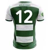 McKvr Wolfe Tones Rounders Numbered Playing Jersey - Adult - White/Green Player Fit image