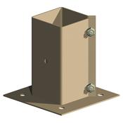 Metpost Post Socket Bolt Down Clamp - 75 mm / Brown
