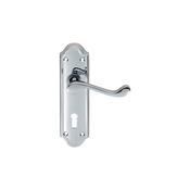 Ashtead Lever on Backplate with 3 Hinges - Polished Chrome