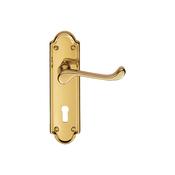 Ashtead Lever on Backplate with 3 Hinges- Polished Brass