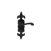 Fleur De Lys Lever on Backplate with 3 Hinges WC - Black Powder Coat