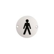 Door Disc Male Symbol Satin Stainless Steel