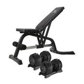 Hit Fitness Adjustable Dumbbells 24kg &amp; Weight Bench