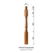 Achill Square Newel Post 1525x91x91mm | Finish &amp; Post Options