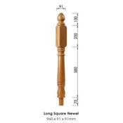 Achill Square Newel Post 960x91x91mm | Options