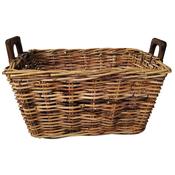 Castle Living Rectangle Rattan Log Basket Wooden Handles | CL406948 image