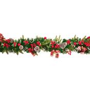 1.8m Holly Ribbon Christmas Garland | DF257100