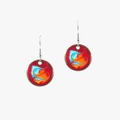 Red Drop Earrings with Silver Ear Wires — Meab Enamels image
