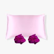 Pink Silk pillowcases &amp; Scrunchies Gift Set — Meab Enamels