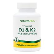 Natures Plus Vitamin D3 2500IU with K2 120mcg Tablets