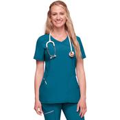 HSE-HCA 4-Way Stretch Infinity 4-Pocket Knit Panel Mock Wrap Scrub Top - CHEROKEE CKE2625A