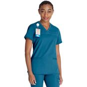 HSE-HCA 2-Way Stretch Balance V-Neck Rib Knit Panel Scrub Top - DICKIES DKE870