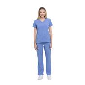 SALE 4-Way Stretch EDS Mock Wrap Solid Scrub Top - DICKIES DKE625 image