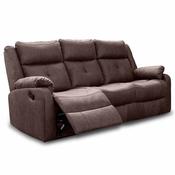 <strong></strong> Velino 3 Seater Manual Reclining Sofa With Dropdown Tray Faux Suede Chestnut image