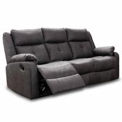 <strong></strong> Velino Manual Reclining 3 Seater Sofa With Dropdown Tray Faux Suede Anchor Grey image