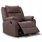 <strong></strong> Velino Manual Reclining Armchair Faux Suede Chestnut Brown image