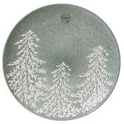 <strong></strong> Reactive Glaze Stoneware Breakfast/Side Plate With Embossed Tree Green 20cm image
