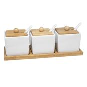 <strong></strong> Porcelain Condiment Set With Bamboo Lid (Set Of 3) image