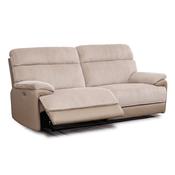 <strong></strong> Beaumont Electric Reclining 3 Seater Recliner Fabric Beige Cord image