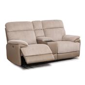 <strong></strong> Beaumont Electric Reclining 2 Seater Recliner With Console Fabric Beige Cord image