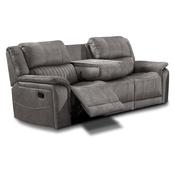 <strong></strong> Albrun 3 Seater Electric Reclining Sofa With Dropdown Tray Faux Suede Dark Grey image