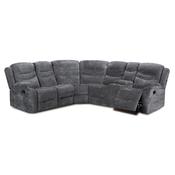 <strong></strong> Beginish 5 Seater Manual Reclining Corner Sofa With Central Console Fabric Grey