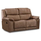 <strong></strong> Albrun 2 Seater Manual Reclining Sofa Faux Suede Light Brown