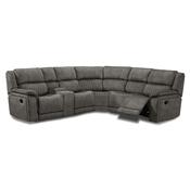 <strong></strong> Albrun 5 Seater Electric Reclining Corner Sofa With Console Faux Suede Dark Grey image