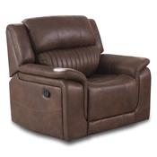 <strong></strong> Albrun Manual Reclining Armchair Faux Suede Dark Brown image