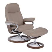 <strong>STRESSLESS</strong> Consul Large Chair With Signature Base &amp; Footstool Paloma Leather