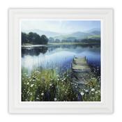 <strong>ARTKO</strong> The Waters Edge I 61cm x 61cm Picture By Simon Hartley White Frame image