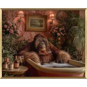 <strong>ARTKO</strong> Bathing Ape 42cm x 52cm Picture By Regal Retreats Gold Frame