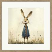<strong>ARTKO</strong> Stick Leg Rabbit 42cm x 42cm Picture By Lucy Hart Wooden Frame image