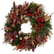 <strong></strong> Red Berries, Green &amp; Purple Leaves Wreath 60cm image