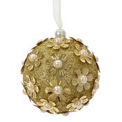 <strong></strong> Foam Bauble With Glitter &amp; Pearls Gold 8cm image