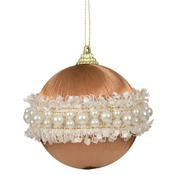 <strong></strong> Foam Bauble With Brown Pearls 8cm image