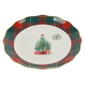 <strong></strong> Breakfast/Side Plate With Christmas Tree &amp; Tartan Edge image