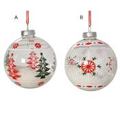 <strong></strong> Transparent Glass Bauble With Snow Inside 8cm (Choice Of 2) image