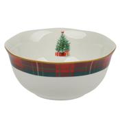 <strong></strong> Cereal Bowl With Christmas Tree &amp; Tartan Edge image