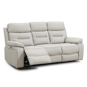 <strong></strong> Bassano 3 Seater Electric Reclining Sofa Leather Light Grey image