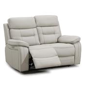 <strong></strong> Bassano 2 Seater Electric Reclining Sofa Leather Light Grey image