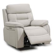 <strong></strong> Bassano Electric Reclining Armchair Leather Light Grey image