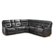 <strong></strong> Francesco 5 Seater Electric Reclining Corner Sofa With 2 Consoles Faux Suede Grey