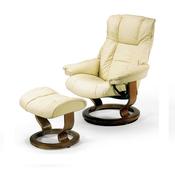 <strong>STRESSLESS</strong> Mayfair Medium Chair With Classic Base &amp; Footstool Paloma Leather
