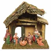 <strong></strong> Nativity House With 8 Figures 26cm image