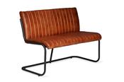 Kansas Brown Leather Bench Black Leg
