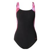 Speedo Womens Luna Lustre Printed Swimsuit - Black/Purple - 18 image