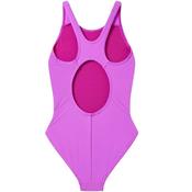 Speedo Girls Placement Muscleback Swimsuit - Purple/Orange - 5/6Y image